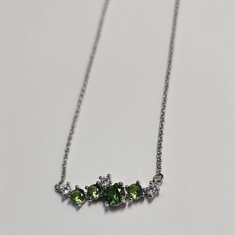 Bomb Party Green and Silver Necklace